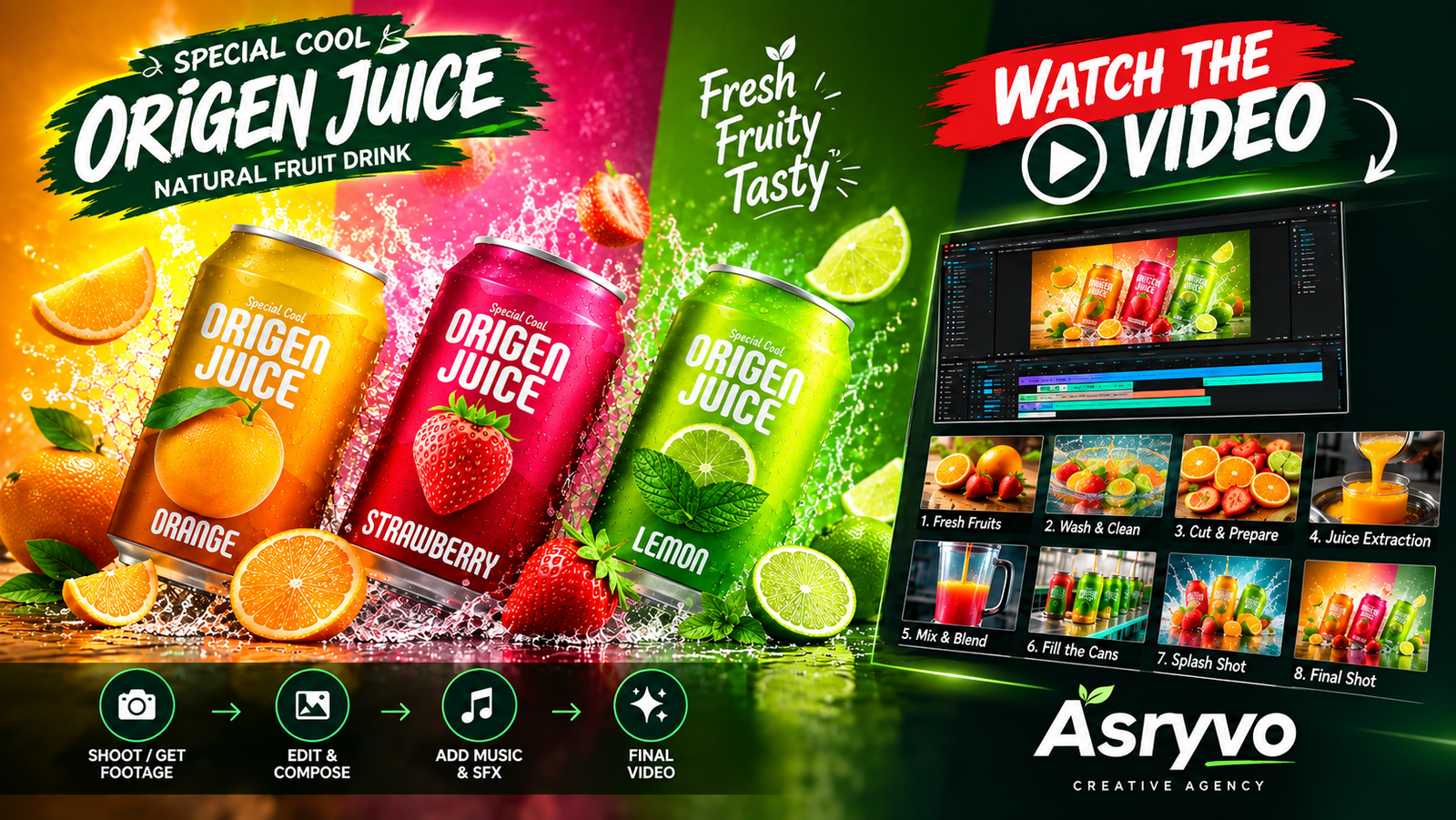 Origen Juice High-Energy Motion Graphics Advertisement